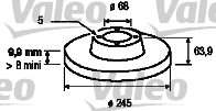 ARKA FREN AYNASI PASSAT- 96-05 AUDI100 90-94 A6 1.8T-1.9TDI 94-05 SUPERB 02-08 245x10x5DL - VALEO