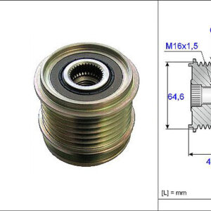 ALTERNATÖR KASNAĞI RULMANLI A6 2.4-2.8-3.2 04-11 -A4 3.2 FSI 05-09 6 KANAL - VALEO