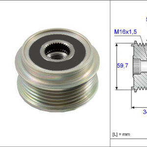 ALTERNATÖR KASNAĞI RULMANLI HYUNDAI TERRACAN 01-06 -KIA CARNIVAL 2.9 TD-CRDİ 99 5 KANAL - VALEO