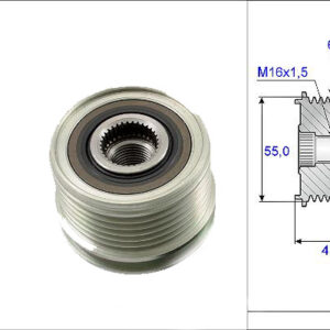 ALTERNATÖR KASNAĞI RULMANLI CLIO II-MGN-KNG-SCENIC K4M-K4J-K9K-F4P 6 KANAL AYARLI 54.8mm - VALEO