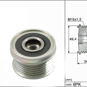 ALTERNATÖR KASNAĞI RULMANLI CADDY III-GOLF V-VI-PLUS-JETTA III-IV-PASSAT-POLO-A1-A3 1.2-1.4TSİ 6K - VALEO