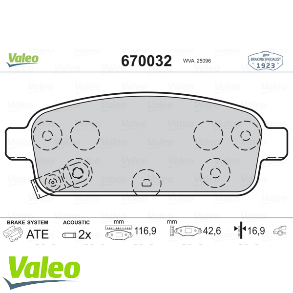 ARKA BALATA ASTRA J 1.3CDTI-1.4-1.6-1.7CDTI-2.0CDTI 10 ZAFIRA 1.4-1.8-2.0CDTI 11 GDB1927 - VALEO