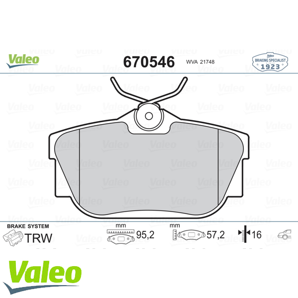 ARKA BALATA TRAFIC 3.01 06 14 VIVARO 8.01 06 14 PRIMASTAR 01 06 4406000QAF - VALEO