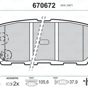 ARKA BALATA NISSAN XTRAIL 2.0-2.2DCI 01 INFINITI FX35 3.5 03 FX45 4.5 03 GRAND VİTARA 2.4 09 - VALEO