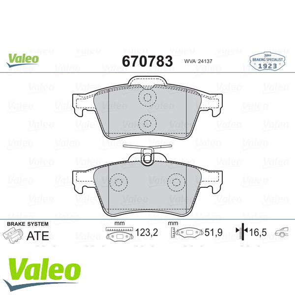 ARKA BALATA FOCUS II CMAX 03 CONNECT 02 LAGUNA III 07 VECTRA C 02 C5 08 SIGNUM 03 - VALEO