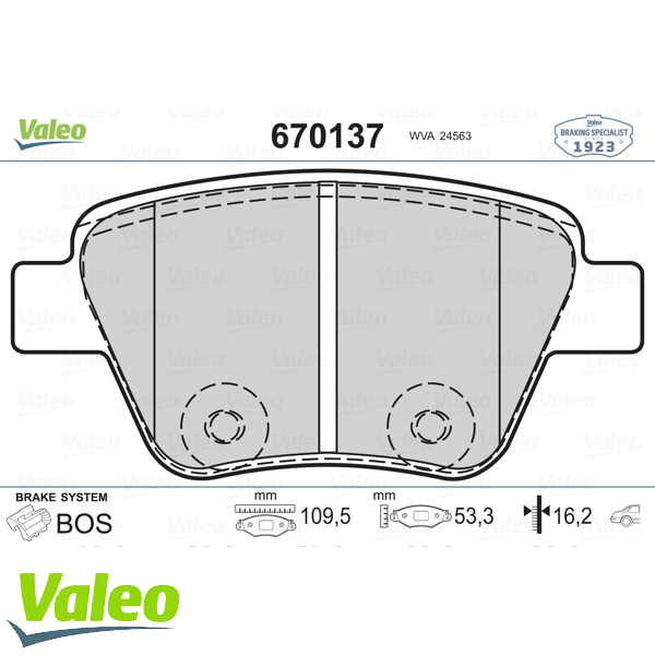 ARKA BALATA CADDY-GOLF6-JETTA-A3-OCTAVIA-SUPERB 10 GDB1841 - VALEO