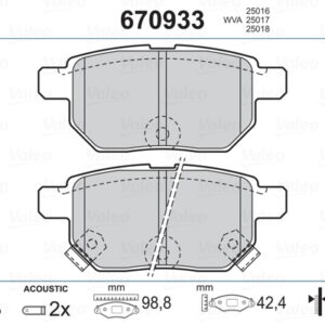 ARKA BALATA AURIS-COROLLA 1.4-1.6 VVTI 07-10 1.4D-4D-1.6 13 YARIS 1.0 VVTİ 06 1.8 VVTİ 07 - VALEO