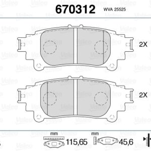 ARKA DİSK FREN BALATASI LEXUS GS 200T 2.0 09/15 - 09/17 - VALEO