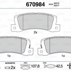 ARKA DİSK FREN BALATASI TOYOTA CAMRY 2.5 02/88-05/91 TOYOTA CAMRY 2.0/2.5 08/86-05/91 - VALEO