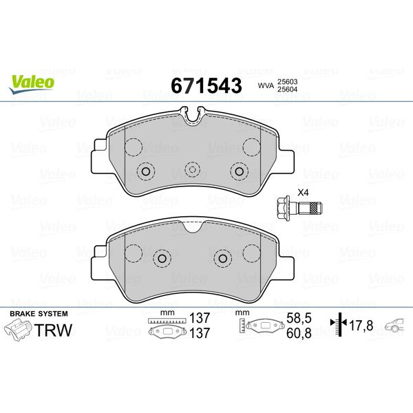 ARKA BALATA FORD TOURNEO CUSTOM-TRANSIT CUSTOM 2.2 TDCI 12 KABLOSUZ - VALEO