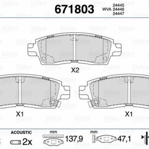 ARKA DİSK FREN BALATASI CHEVROLET TRAILBLAZER 4.2 AWD 09/01 - 09/08 - VALEO