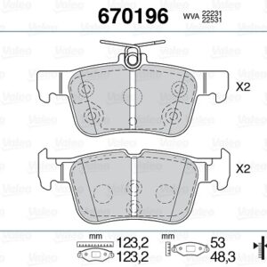 ARKA DİSK FREN BALATASI FORD EDGE 2.0D 08/15-07/18 FORD KUGA 1.5/1.5D/1.6/2.0/2.0D 11/12 - VALEO