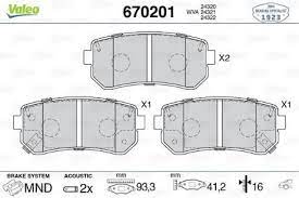 ARKA DİSK FREN BALATASI HYUNDAI ACCENT 1.4/1.6/1.5D 10/05 HYUNDAI İ20-ı30 - VALEO