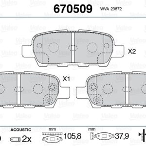 ARKA DİSK FREN BALATASI NISSAN QASHQAİ 1.5D/1.6/2.0/2.0D 11/04 - 04/14 - VALEO