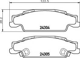 ARKA DİSK FREN BALATASI CADILLAC CTS 2.6/2.8/3.2/3.6 06/02-12/07 CADILLAC STS 4.6 10/04-12/06 - VALEO