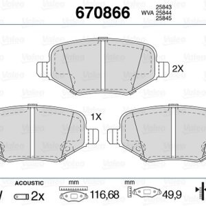 ARKA DİSK FREN BALATASI CHRYSLER GRAND VOYAGER 3.6 01/11 DODGE JOURNEY 2.4/3.6 09/10 - VALEO